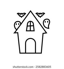 Haunted house icon Thin line art isolated