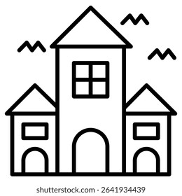 Haunted house icon Thin line vector design