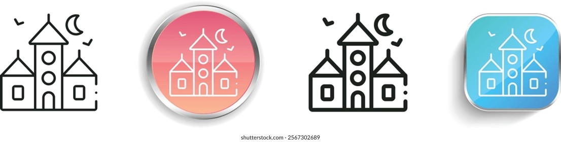 haunted house icon. Thin Linear, Regular and Button Style Design Isolated On White Background