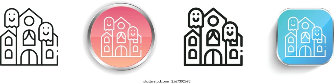 haunted house icon. Thin Linear, Regular and Button Style Design Isolated On White Background