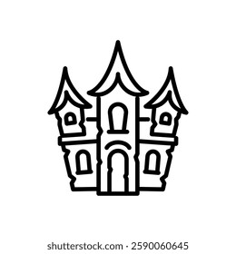 haunted house icon vector, line style icon