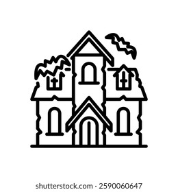 haunted house icon vector, line style icon