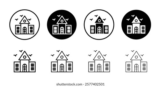 Haunted house icon Vector logo set flat