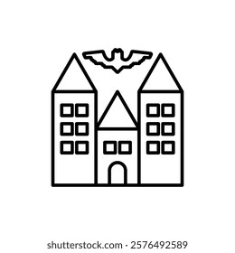 Haunted house icon vector outline logo sign