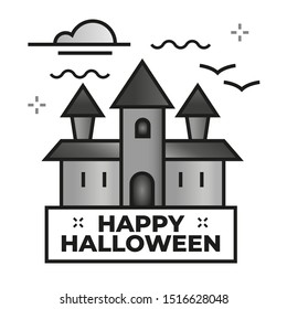 Haunted house illustration - Happy halloween icon