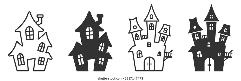 haunted house illustrations black