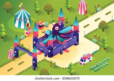 Haunted House - Isometric Illustration