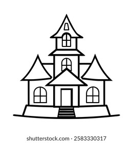 haunted house of a line art vector