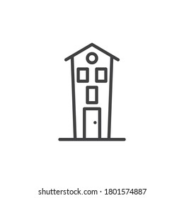 Haunted house line icon. linear style sign for mobile concept and web design. Halloween house outline vector icon. Symbol, logo illustration. Vector graphics
