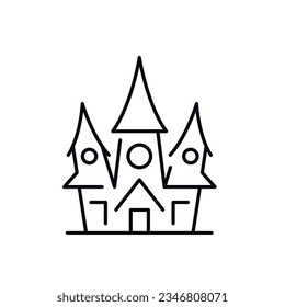 Haunted house line icon. Scary halloween house outline vector graphic from halloween collection. Vector illustration