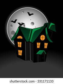 Haunted house in moonlight