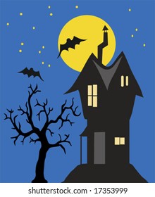 haunted house at night - vector