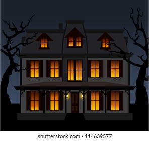 Haunted house in the night. Vector illustration.