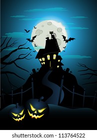 Haunted house on a hill for Halloween.