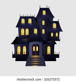 Haunted House On White Background. Vector Illustration