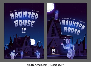 Haunted house posters with old house with ghosts