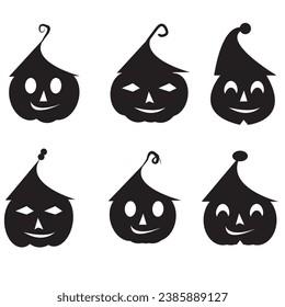 haunted house silhouette. cartoon halloween spooky ghost house, creepy monsters haunted houses. house with ghosts flat vector illustration set 