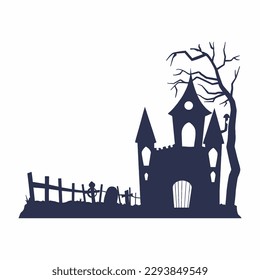 Haunted House silhouette collection. scary halloween house bundle set.