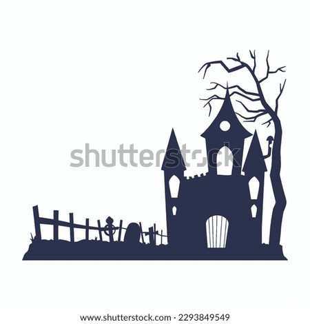 Haunted House silhouette collection. scary halloween house bundle set.