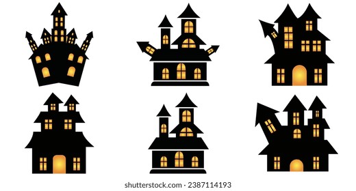 
Haunted House silhouette collection. Set of scary house for Halloween. Halloween Haunted house silhouette


