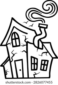 Haunted house silhouette drawn