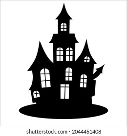 Haunted House Silhouette. Halloween Haunted House