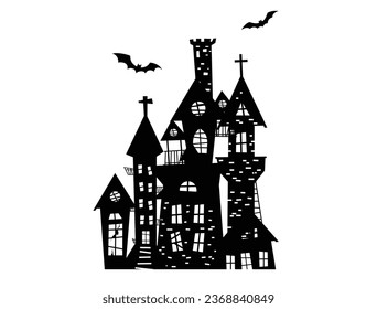 haunted house silhouette for Halloween celebration