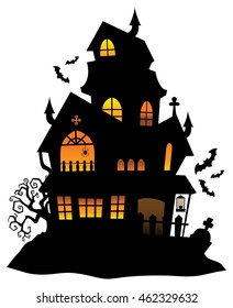 Haunted House Silhouette Theme Image 1 - Eps10 Vector Illustration.