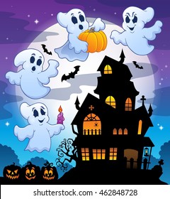 Haunted house silhouette theme image 3 - eps10 vector illustration.
