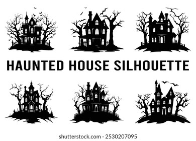 Haunted house silhouette vector, Haunted house silhouette vector.