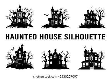 Haunted house silhouette vector, Haunted house silhouette vector.