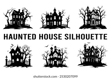 Haunted house silhouette vector, Haunted house silhouette vector.