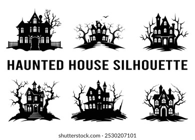 Haunted house silhouette vector, Haunted house silhouette vector.