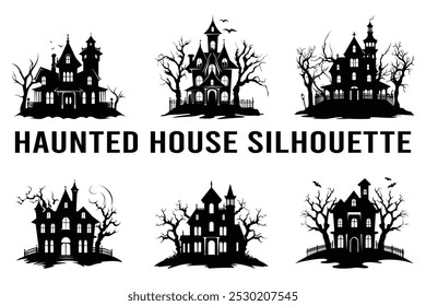 Haunted house silhouette vector, Haunted house silhouette vector.