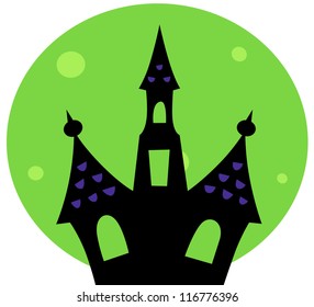 Haunted house silhouette. Vector cartoon Illustration