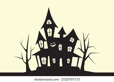 Vector de siluetas de la casa embrujada para Halloween