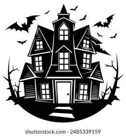 Haunted House Spooky Silhouette Design