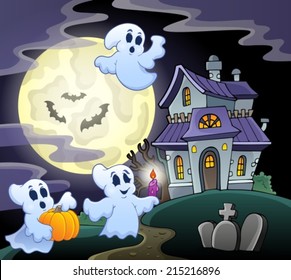 Haunted house theme image 3 - eps10 vector illustration.