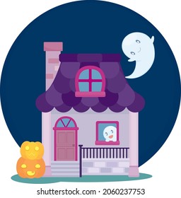 Sputiertes Haus und zwei kleine Geister