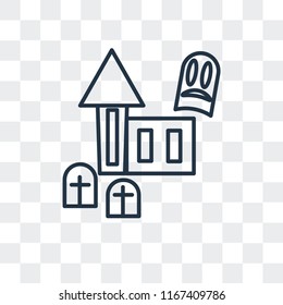 Haunted house vector icon isolated on transparent background, Haunted house logo concept