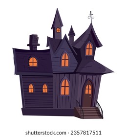 Haunted house vector illustration. Halloween holiday art. Horror template with Haunted house. Halloween theme design for poster, web, card.