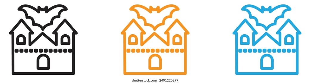 Haunted house vector logo set collection for web app ui