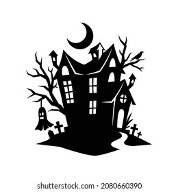 Haunted house vector silhouette design vector