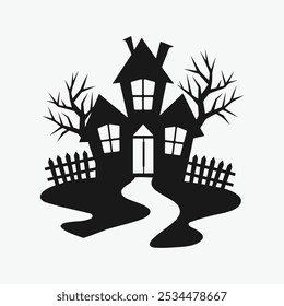 Haunted house vector silhouette design vector