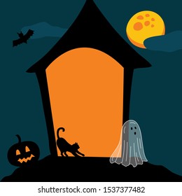 Haunted House-1 Vector Frame Background