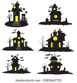 Haunted houses silhouettes 