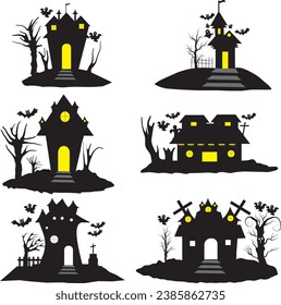Haunted houses silhouettes 
