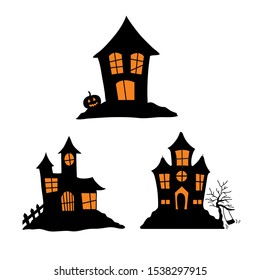 Haunted Houses Vector Isolated Elements Set