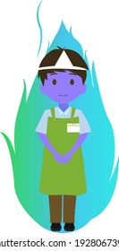 Haunted illustration of a cute male clerk
