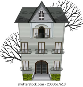 Haunted mansion building on white background illustration